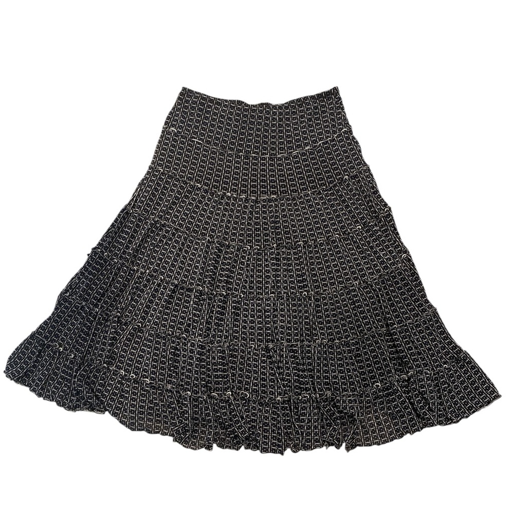 Studio M Black and White Tiered Midi Skirt